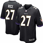 Nike Men & Women & Youth Ravens #27 Rice Black Team Color Game Jersey,baseball caps,new era cap wholesale,wholesale hats